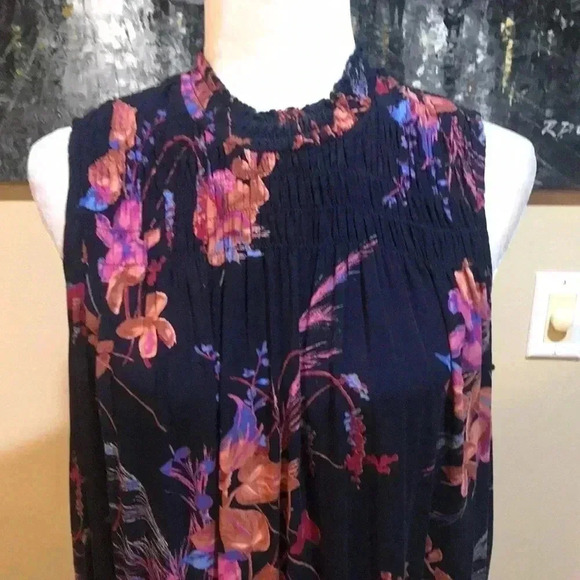 A New Day Floral High Neck Ruffle Maxi with Pockets-Size M - Picture 5 of 8